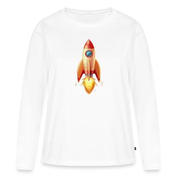 Retro rocket launches in two-dimensional illustration - Women's Premium Organic Long Sleeve Shirt - white - Front - Julia (174cm)
