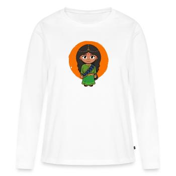 Inde Inde Hindu Pride Drapeau Pays I Cadeau - T-shirt manches longues Premium bio Femme - blanc - Devant - Julia (174cm)