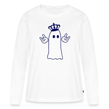 Mignon Métal Halloween Fantôme Roi Couronne Fantôme - T-shirt manches longues Premium bio Femme - blanc - Devant - Julia (174cm)