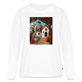 Greek Christian church surrounded by trees - Women's Premium Organic Long Sleeve Shirt - white - Front - Julia (174cm)