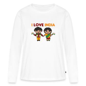Inde Inde Hindu Pride Drapeau Pays I Cadeau - T-shirt manches longues Premium bio Femme - blanc - Devant - Julia (174cm)