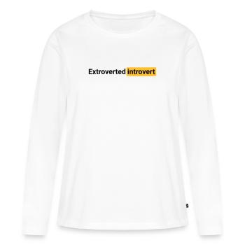Extroverted introvert (black) - Frauen Premium Bio Langarmshirt - Weiß - Vorne - Julia (174cm)