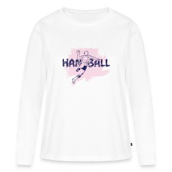 Handballspieler - Frauen Premium Bio Langarmshirt - Weiß - Vorne - Julia (174cm)