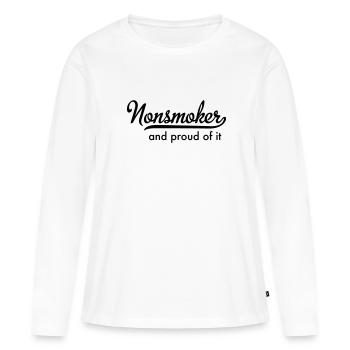 Non-fumeur - T-shirt manches longues Premium bio Femme - blanc - Devant - Julia (174cm)