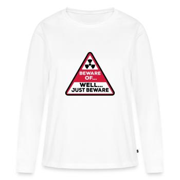 Attention ! Attention ! Danger ! - T-shirt manches longues Premium bio Femme - blanc - Devant - Julia (174cm)
