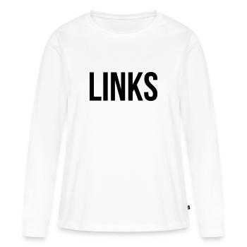 Links - Frauen Premium Bio Langarmshirt - Weiß - Vorne - Julia (174cm)