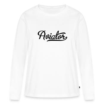 Aviateur - T-shirt manches longues Premium bio Femme - blanc - Devant - Julia (174cm)