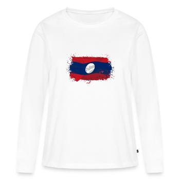 Laos Flag - Frauen Premium Bio Langarmshirt - Weiß - Vorne - Julia (174cm)