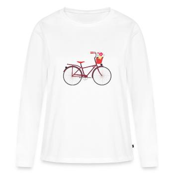 Bike with flowers - Women's Premium Organic Long Sleeve Shirt - white - Front - Julia (174cm)