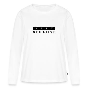 Restez négatif! - T-shirt manches longues Premium bio Femme - blanc - Devant - Julia (174cm)