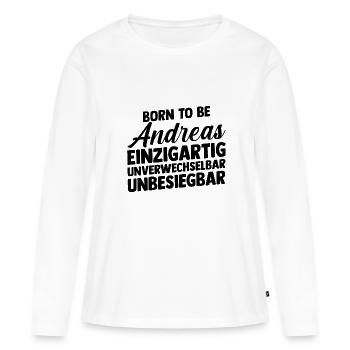 Prénom Andreas - T-shirt manches longues Premium bio Femme - blanc - Devant - Julia (174cm)