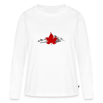 Canada - Maple Leaf & Mountain - Frauen Premium Bio Langarmshirt - Weiß - Vorne - Julia (174cm)