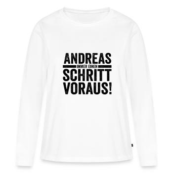 Prénom Andreas - T-shirt manches longues Premium bio Femme - blanc - Devant - Julia (174cm)