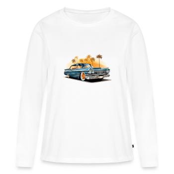 Palmiers Lowrider - T-shirt manches longues Premium bio Femme - blanc - Devant - Julia (174cm)