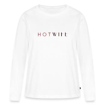 H_O_T_W_I_F_E - T-shirt manches longues Premium bio Femme - blanc - Devant - Julia (174cm)
