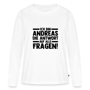 Prénom Andreas - T-shirt manches longues Premium bio Femme - blanc - Devant - Julia (174cm)