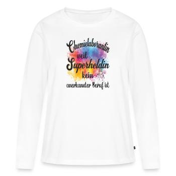 Chemielaborantin weil Superheldin kein Beruf ist - Frauen Premium Bio Langarmshirt - Weiß - Vorne - Julia (174cm)