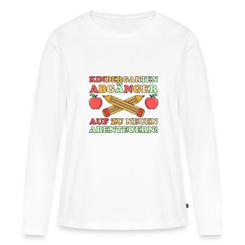 1 classe écolier rentrée scolaire Maternelle Kita E - T-shirt manches longues Premium bio Femme - blanc - Devant - Julia (174cm)
