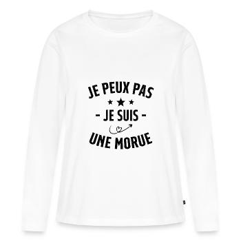 Je Peux Pas Je Suis Une Morue - T-shirt manches longues Premium bio Femme - blanc - Devant - Julia (174cm)