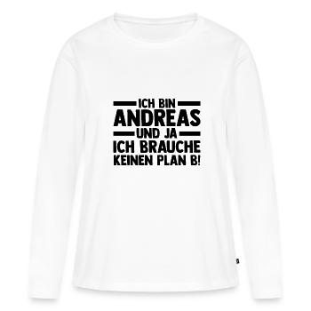 Prénom Andreas - T-shirt manches longues Premium bio Femme - blanc - Devant - Julia (174cm)
