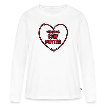 Weltbeste Stiefmutter Stiefmama Herz Bonus Mama - Frauen Premium Bio Langarmshirt - Weiß - Vorne - Julia (174cm)