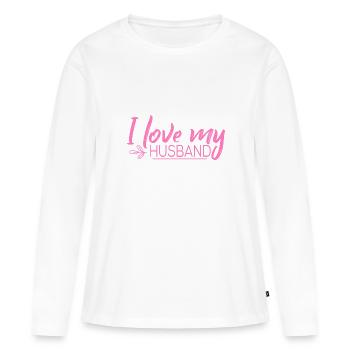 J’aime mon mari - T-shirt manches longues Premium bio Femme - blanc - Devant - Julia (174cm)