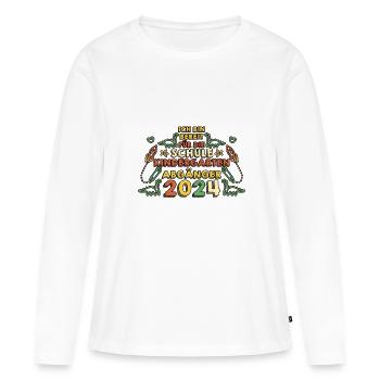 1 classe écolier rentrée scolaire Maternelle Kita E - T-shirt manches longues Premium bio Femme - blanc - Devant - Julia (174cm)