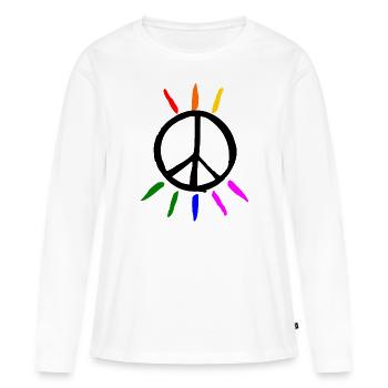 Peace - T-shirt manches longues Premium bio Femme - blanc - Devant - Julia (174cm)