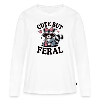 Sweet but wild – raccoon with heart sunglasses - Women's Premium Organic Long Sleeve Shirt - white - Front - Julia (174cm)
