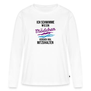 ich schwimme wie ein maedchen Schwimmer - Frauen Premium Bio Langarmshirt - Weiß - Vorne - Julia (174cm)