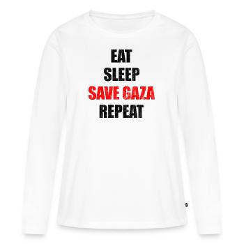 Sauvegarder le cadeau gratuit de Palestine dans la bande de Gaza - T-shirt manches longues Premium bio Femme - blanc - Devant - Julia (174cm)