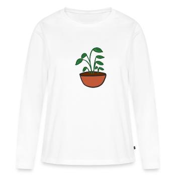 Plante - T-shirt manches longues Premium bio Femme - blanc - Devant - Julia (174cm)