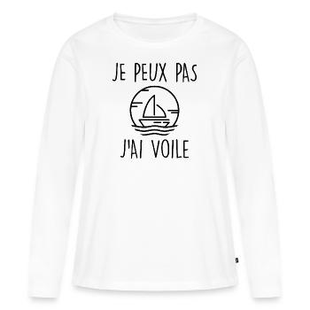 Je peux pas j'ai voile - T-shirt manches longues Premium bio Femme - blanc - Devant - Julia (174cm)