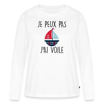 Je peux pas j'ai voile - T-shirt manches longues Premium bio Femme - blanc - Devant - Julia (174cm)