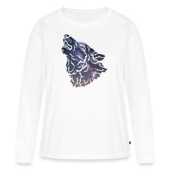 Wolf silhouette Galaxy - Frauen Premium Bio Langarmshirt - Weiß - Vorne - Julia (174cm)
