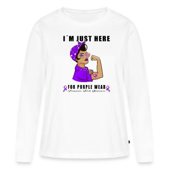 Arc violet conscient de la naissance prématurée - T-shirt manches longues Premium bio Femme - blanc - Devant - Julia (174cm)