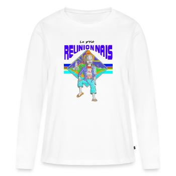 Le ptit Réunionnais - T-shirt manches longues Premium bio Femme - blanc - Devant - Julia (174cm)