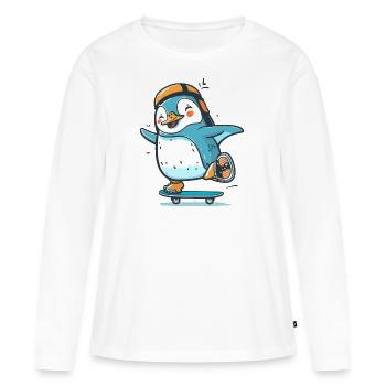 Gleiten Sie mit diesem Pinguin - Frauen Premium Bio Langarmshirt - Weiß - Vorne - Julia (174cm)