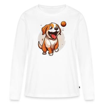 The Playful Pup - Women's Premium Organic Long Sleeve Shirt - white - Front - Julia (174cm)