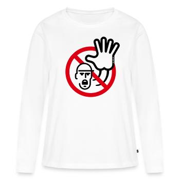 Panneau d’avertissement / avertissement / interdiction (symbole / 2C) - T-shirt manches longues Premium bio Femme - blanc - Devant - Julia (174cm)