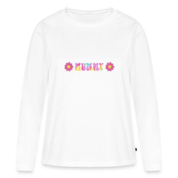 Florale Mom Vibes - Geschenkidee - Geschenk - Frauen Premium Bio Langarmshirt - Weiß - Vorne - Julia (174cm)