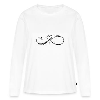 Unendlich Zeichen Herz und Fussball - Frauen Premium Bio Langarmshirt - Weiß - Vorne - Julia (174cm)