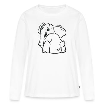 L’éléphant se retourne - surpris, effrayé - T-shirt manches longues Premium bio Femme - blanc - Devant - Julia (174cm)