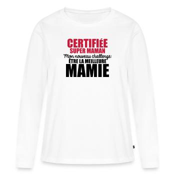 nouveau challenge être la meilleure mamie - T-shirt manches longues Premium bio Femme - blanc - Devant - Julia (174cm)