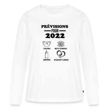 2022 Annonce Grossesse Papa Annonces Grossesse - T-shirt manches longues Premium bio Femme - blanc - Devant - Julia (174cm)