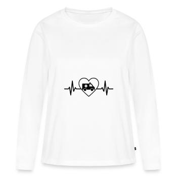 Ambulancier Urgence Secours Cœur Ambulance - T-shirt manches longues Premium bio Femme - blanc - Devant - Julia (174cm)