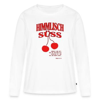 Christliche Shirts Psalm 34,4 Kirschen Geschenk - Frauen Premium Bio Langarmshirt - Weiß - Vorne - Julia (174cm)