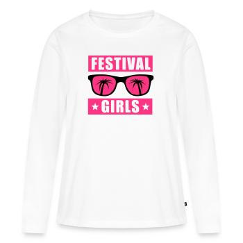 Festival T-Shirt, Konzert T-Shirt, Party T-Shirt - Frauen Premium Bio Langarmshirt - Weiß - Vorne - Julia (174cm)