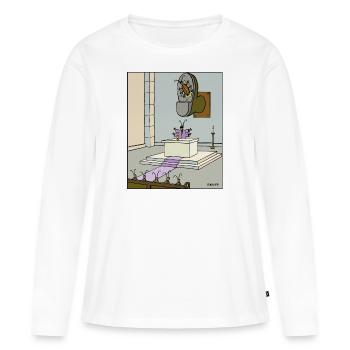 1184 claque de cafard de botte d'église - T-shirt manches longues Premium bio Femme - blanc - Devant - Julia (174cm)