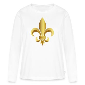 Fleur de lys - T-shirt manches longues Premium bio Femme - blanc - Devant - Julia (174cm)